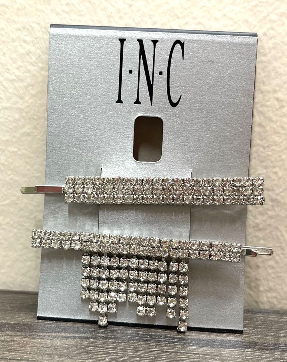 NWT INC Rhinestone Fringe Bobby Pins Hair Clips Gold Silver Crystal